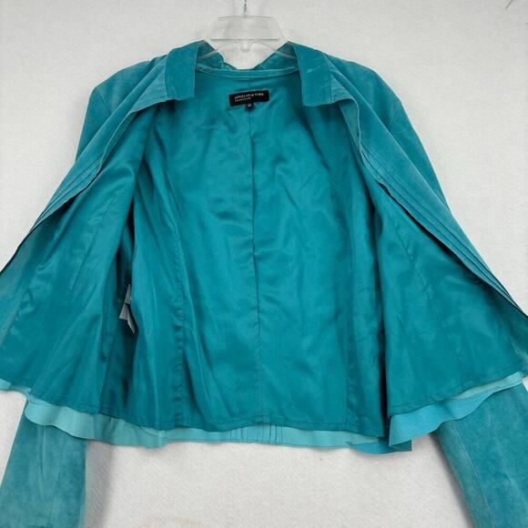 Jones New York Genuine Suede Leather Blazer Jacket Zip Up Fully Lined Blue XL - Picture 5 of 10